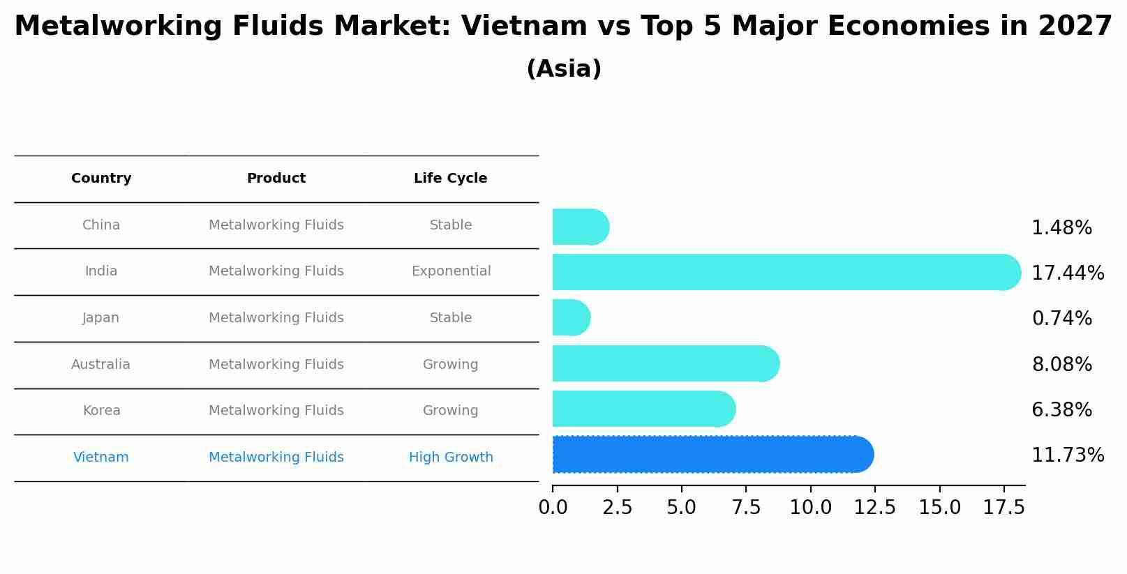 Metalworking Fluids Market: Vietnam vs Top 5 Major Economies in 2027 (Asia)